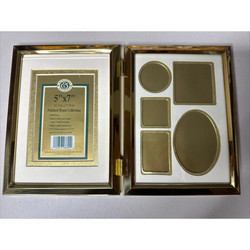 Windsor Browne GOLD Hinged Double Side Solid Brass Table Top Frame 1993 Korea